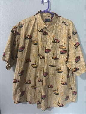 Puritan Men’s Button Up Hawaiian Shirt Antique Cars Car Shows Cruisin’ XL Cotton